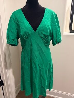Princess Polly Emerald Green V-Neck Mini Dress